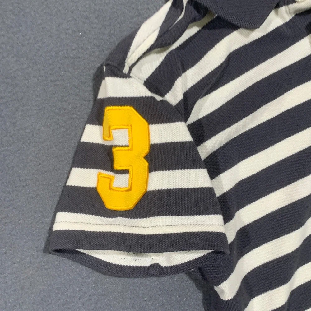 Kids US Polo Assn BIG HORSE Striped Short Sleeve Polo Shirt Sport Patch‎ Size 7